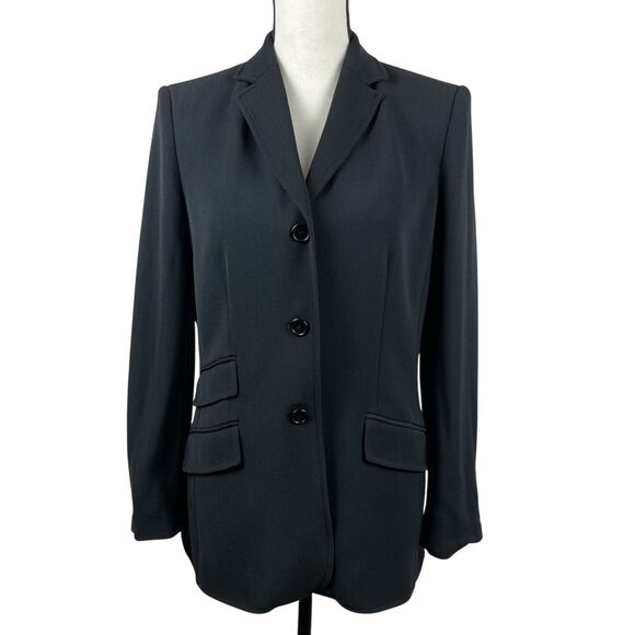 Ann Taylor Women’s Blazer Jacket Size 10 Black Wool Blend 3 Button Career Work - Picture 1 of 12